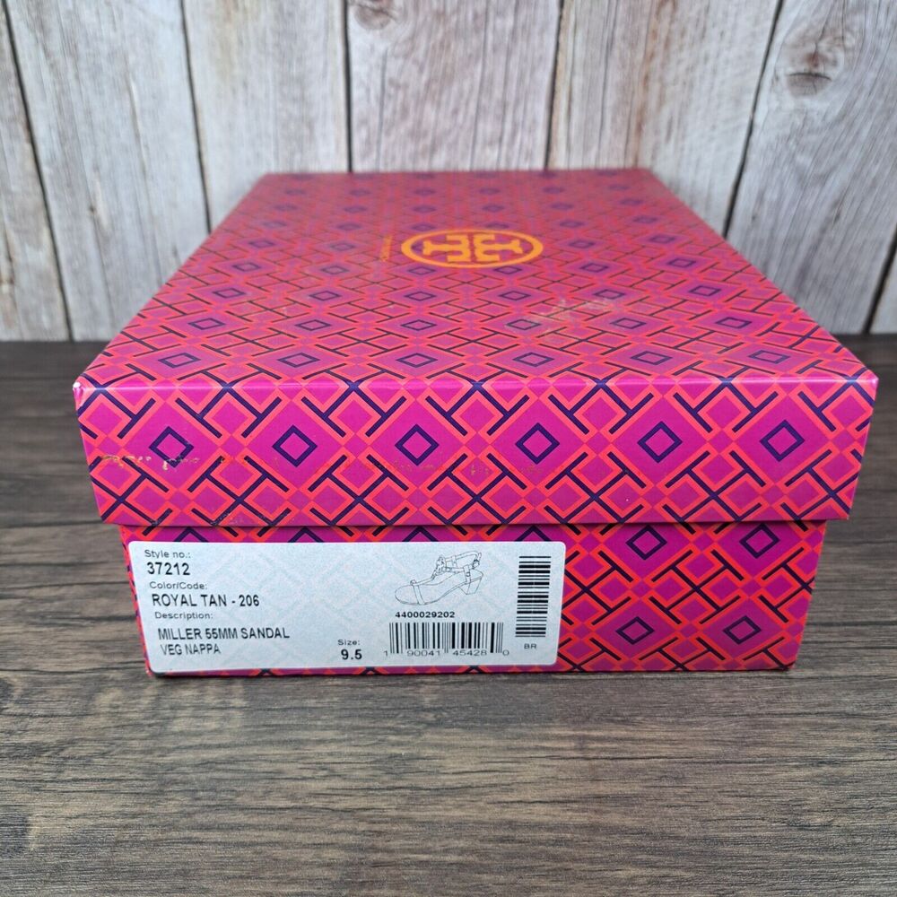 Tory Burch Miller 55mm Strappy Sandals Veg Nappa Women's Sz 9.5 M Royal Tan NIB - Picture 9 of 9